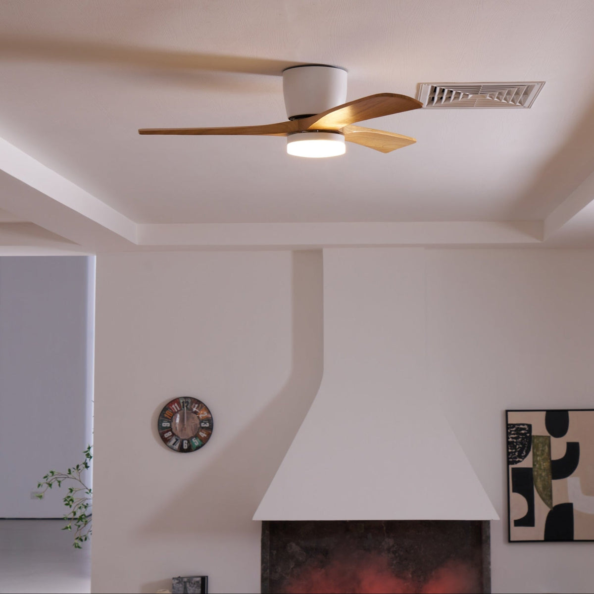 Brooklyn Nordic Wooden Ceiling Fan with Integrated Light – Ideal for Living Room or Bedroom