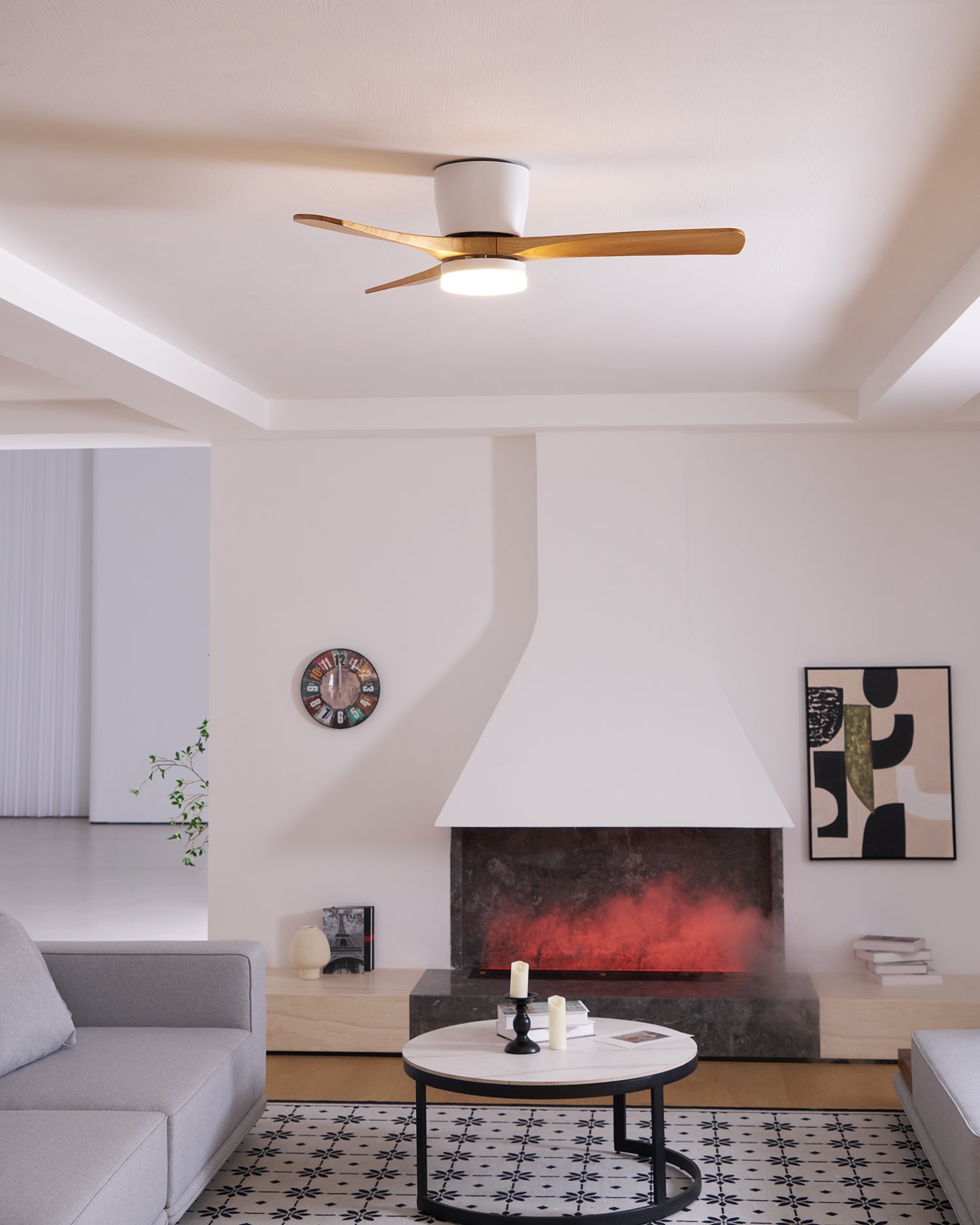 Brooklyn Nordic Wooden Ceiling Fan with Integrated Light – Ideal for Living Room or Bedroom