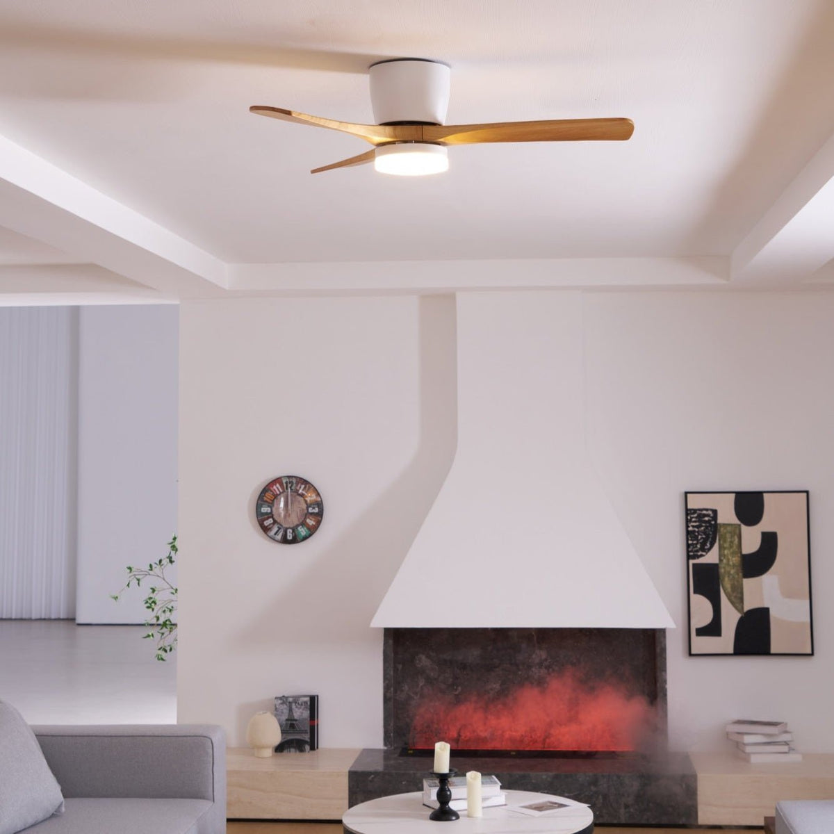 Brooklyn Nordic Wooden Ceiling Fan with Integrated Light – Ideal for Living Room or Bedroom