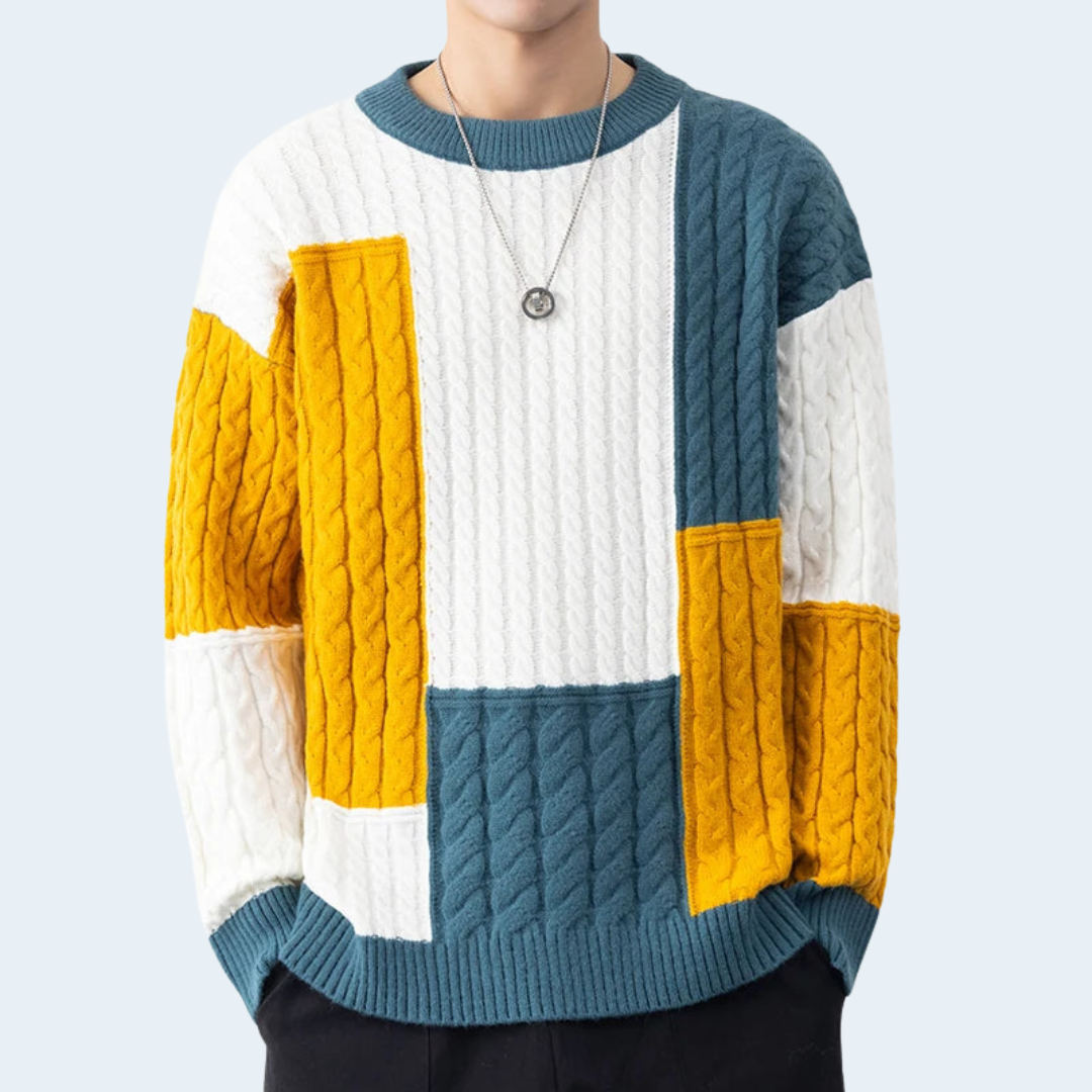 Biruvi | Men’s Patchwork Knit Sweater