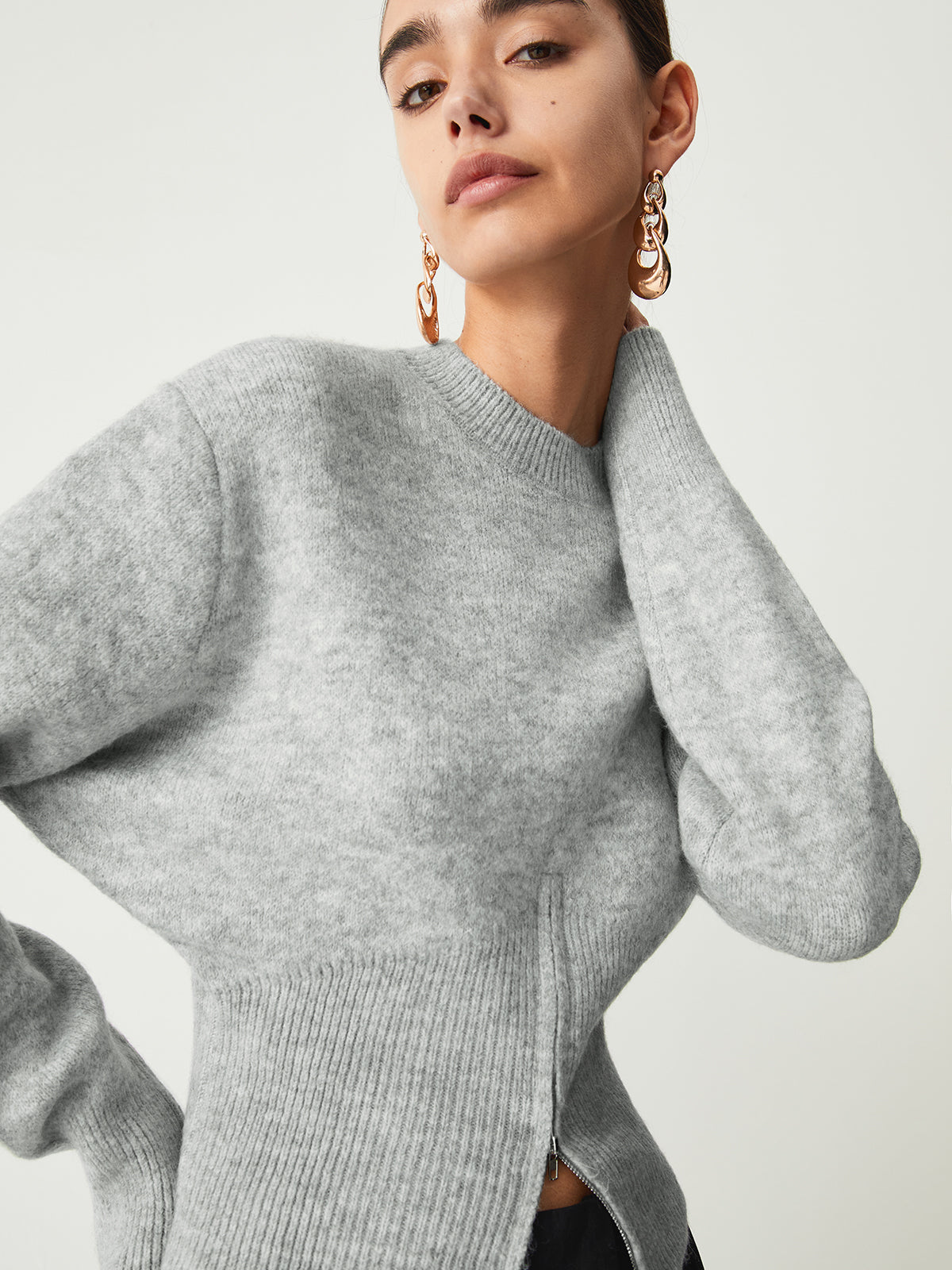 Camille | Relaxed Fit Half-Zip Fuzzy Sweater