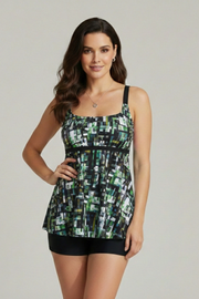 Carla | Printed Tankini Top and Shorts Set