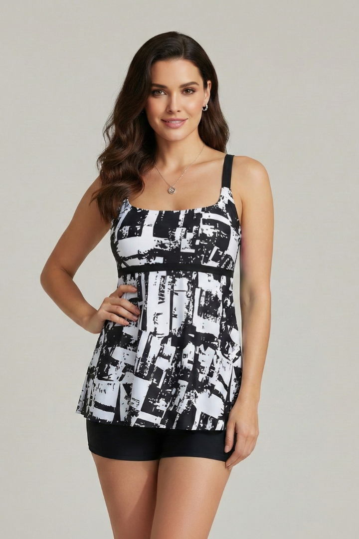Carla | Printed Tankini Top and Shorts Set