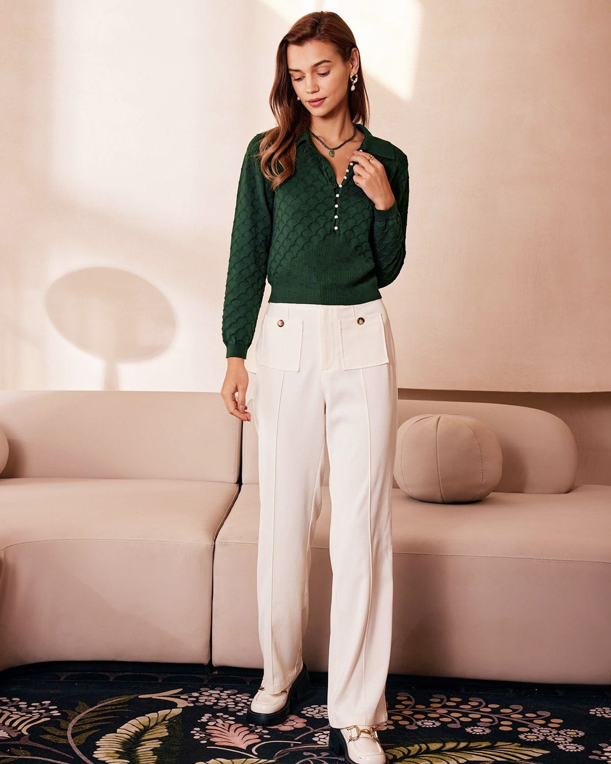 Celia | Relaxed Fit Ribbed Knit Holiday Top