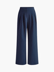 Charlotte | Pleated Pinstripe Wide-Leg Palazzo Trousers