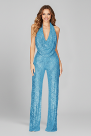 Charlotte | Textured Wide-Leg Halter Neck Jumpsuit