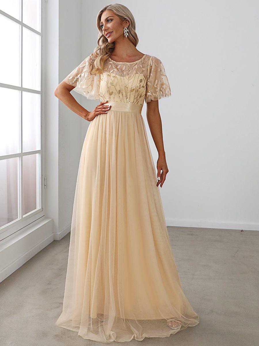 Cleo | A-Line Ruffle Sleeve Prom Dress