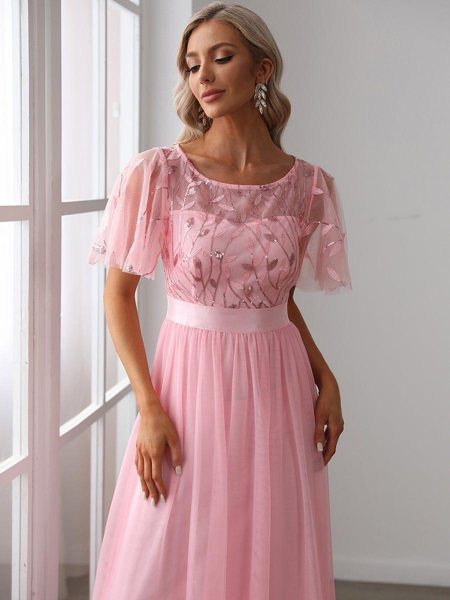 Cleo | A-Line Ruffle Sleeve Prom Dress