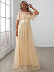 Cleo | A-Line Ruffle Sleeve Prom Dress