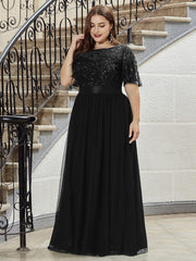 Cleo | A-Line Ruffle Sleeve Prom Dress