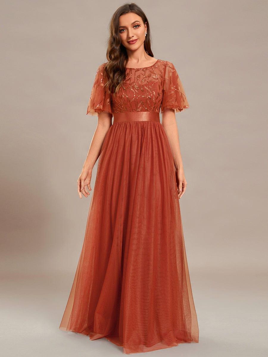 Cleo | A-Line Ruffle Sleeve Prom Dress