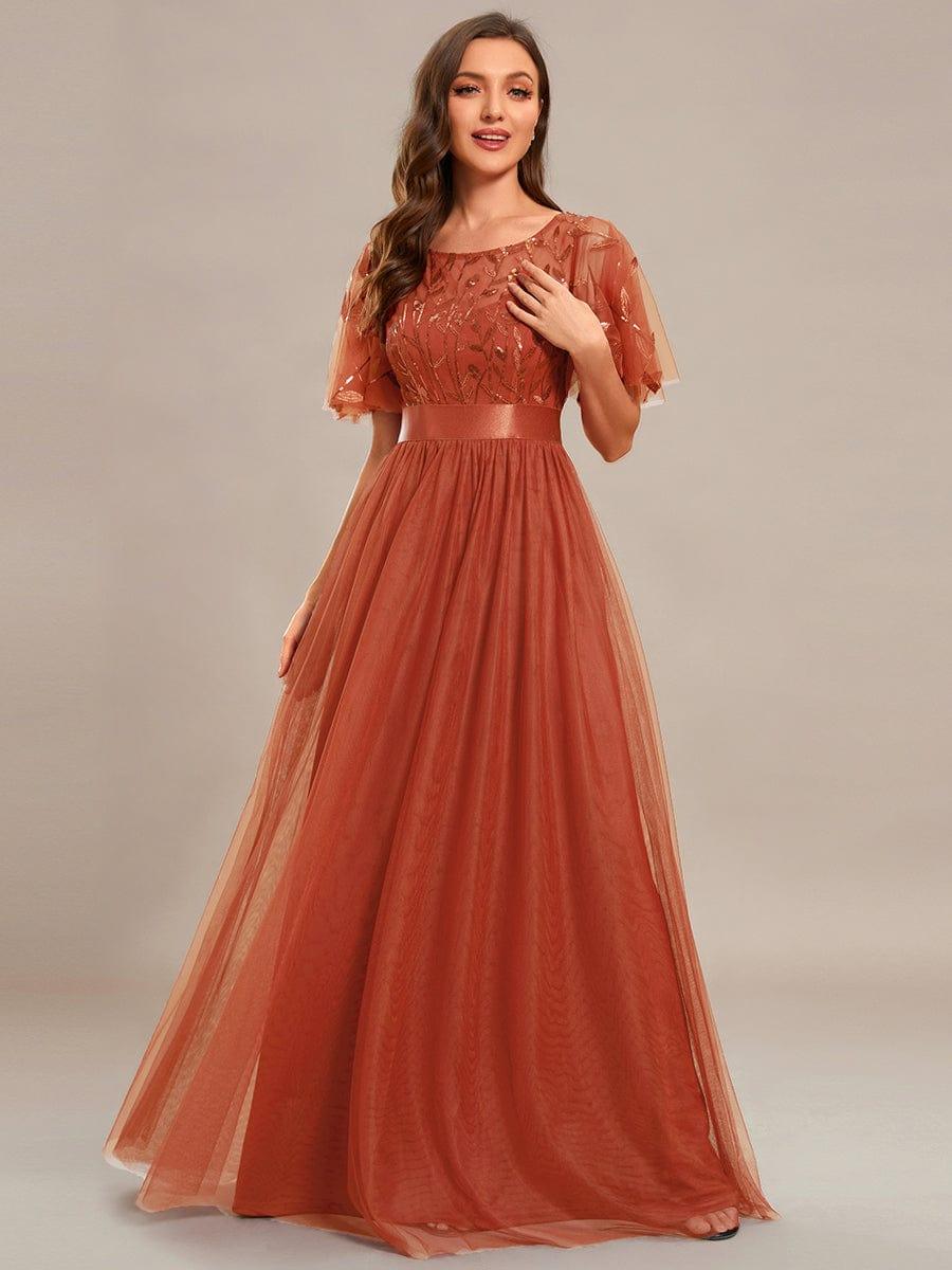 Cleo | A-Line Ruffle Sleeve Prom Dress