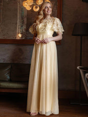 Cleo | A-Line Ruffle Sleeve Prom Dress