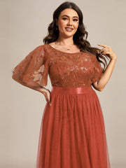 Cleo | A-Line Ruffle Sleeve Prom Dress