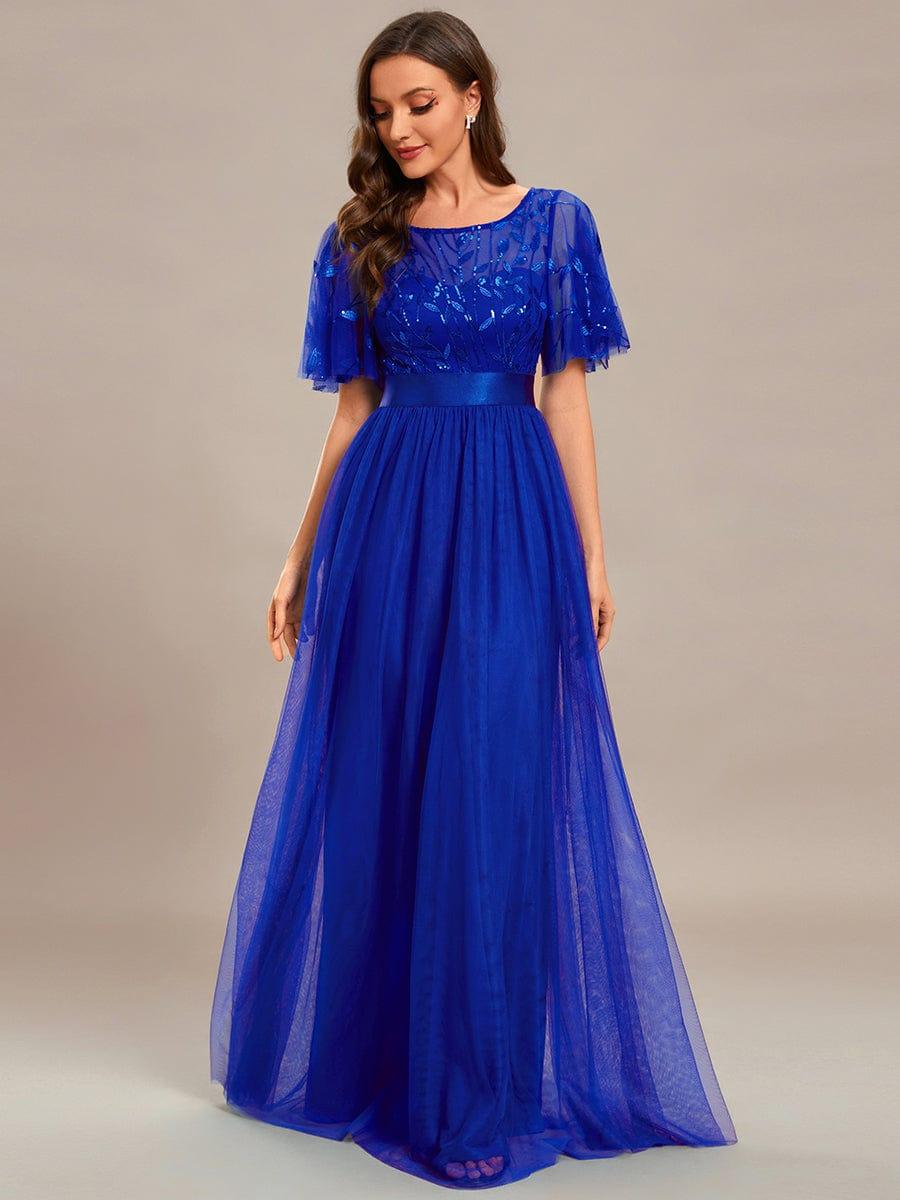 Cleo | A-Line Ruffle Sleeve Prom Dress