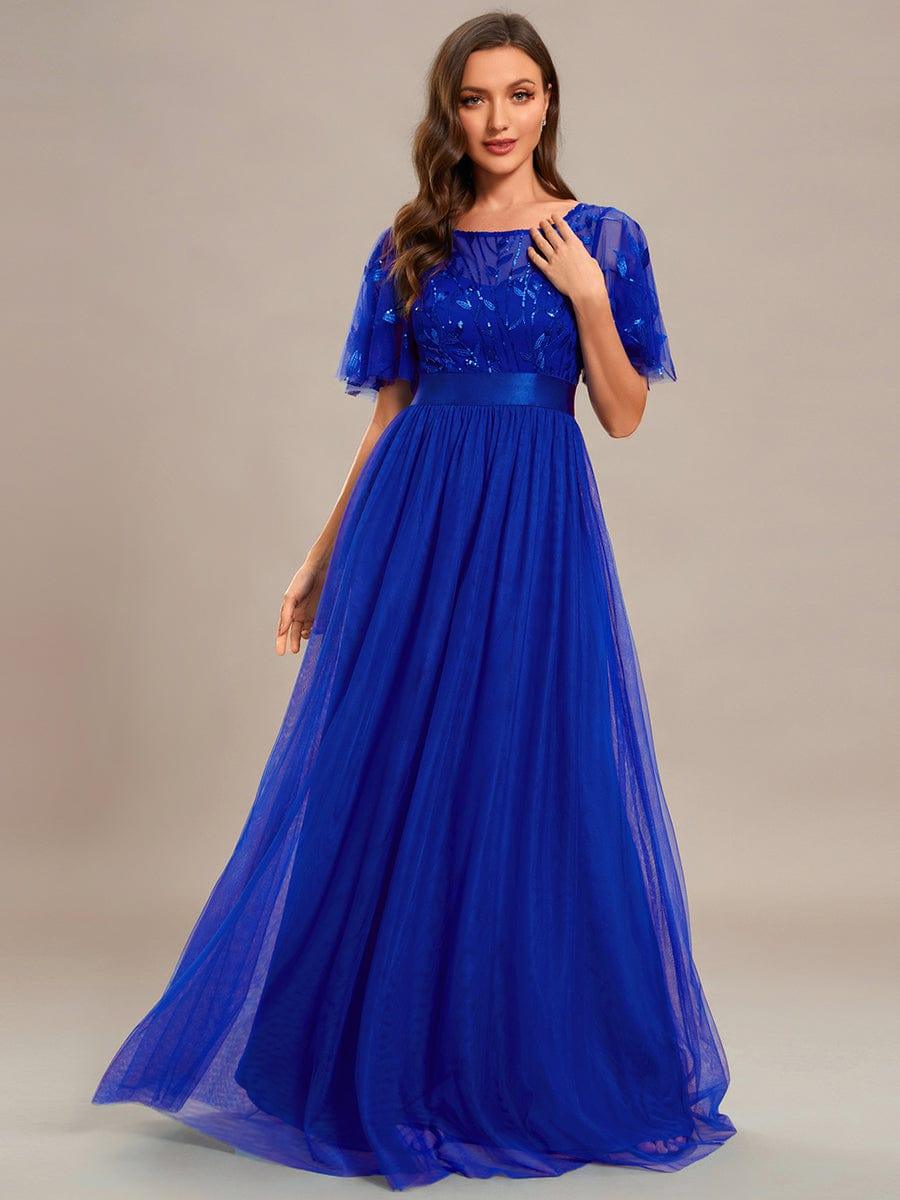 Cleo | A-Line Ruffle Sleeve Prom Dress