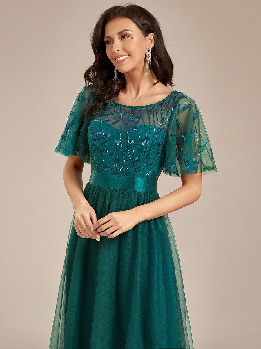 Cleo | A-Line Ruffle Sleeve Prom Dress