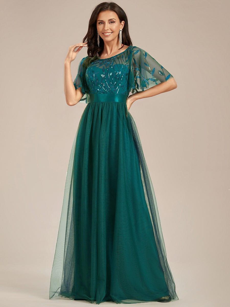 Cleo | A-Line Ruffle Sleeve Prom Dress