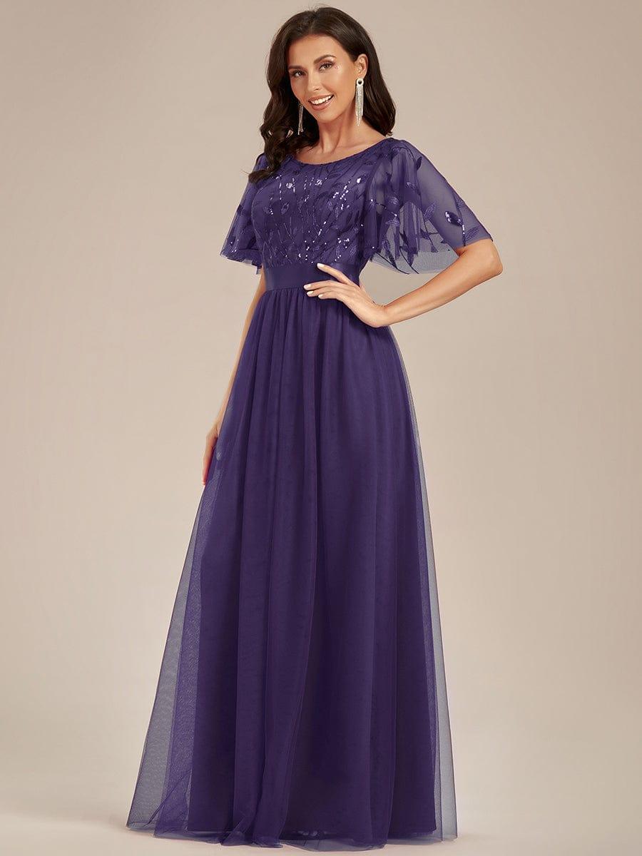 Cleo | A-Line Ruffle Sleeve Prom Dress