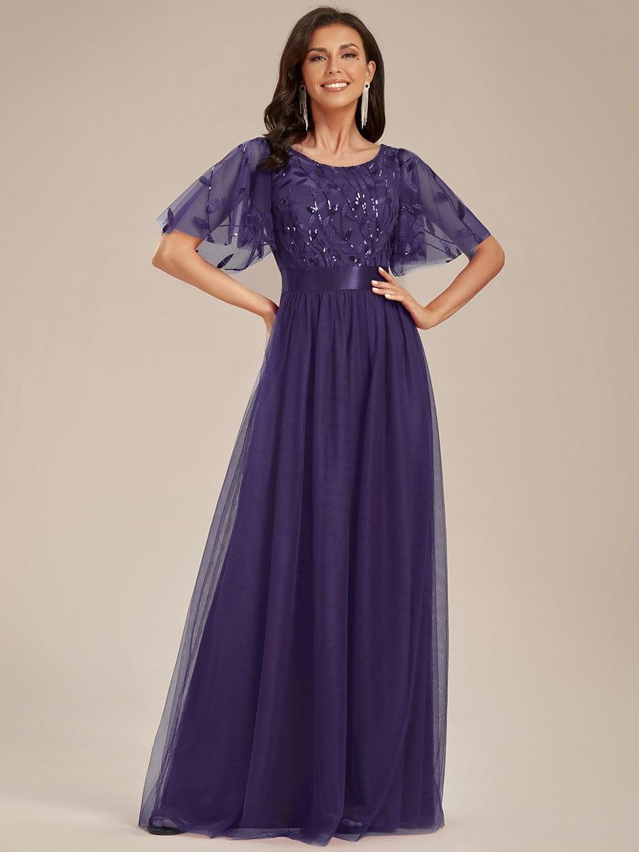 Cleo | A-Line Ruffle Sleeve Prom Dress