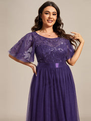 Cleo | A-Line Ruffle Sleeve Prom Dress