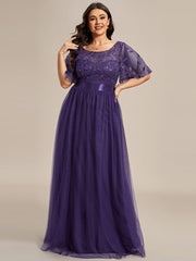 Cleo | A-Line Ruffle Sleeve Prom Dress
