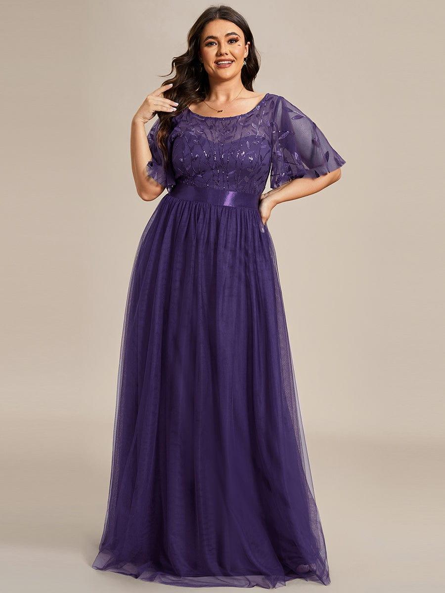 Cleo | A-Line Ruffle Sleeve Prom Dress
