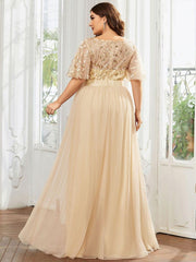 Cleo | A-Line Ruffle Sleeve Prom Dress