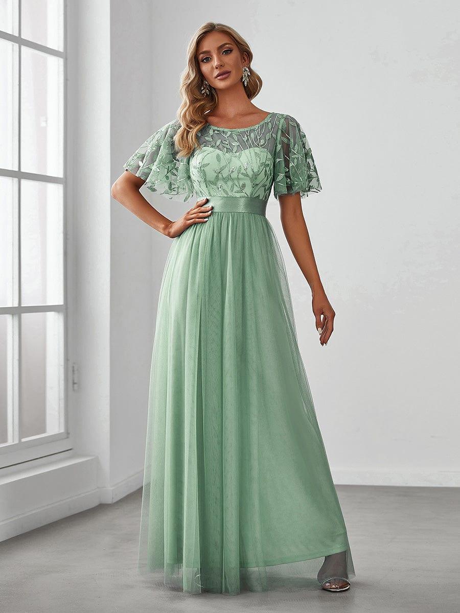 Cleo | A-Line Ruffle Sleeve Prom Dress