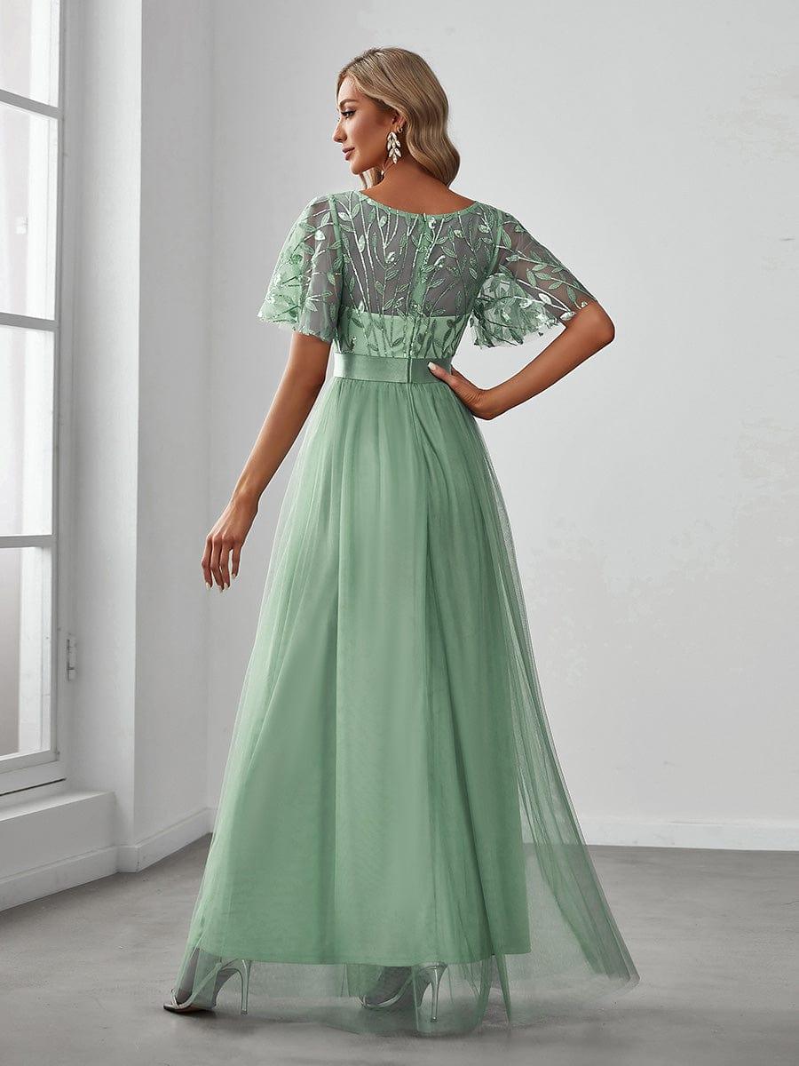Cleo | A-Line Ruffle Sleeve Prom Dress