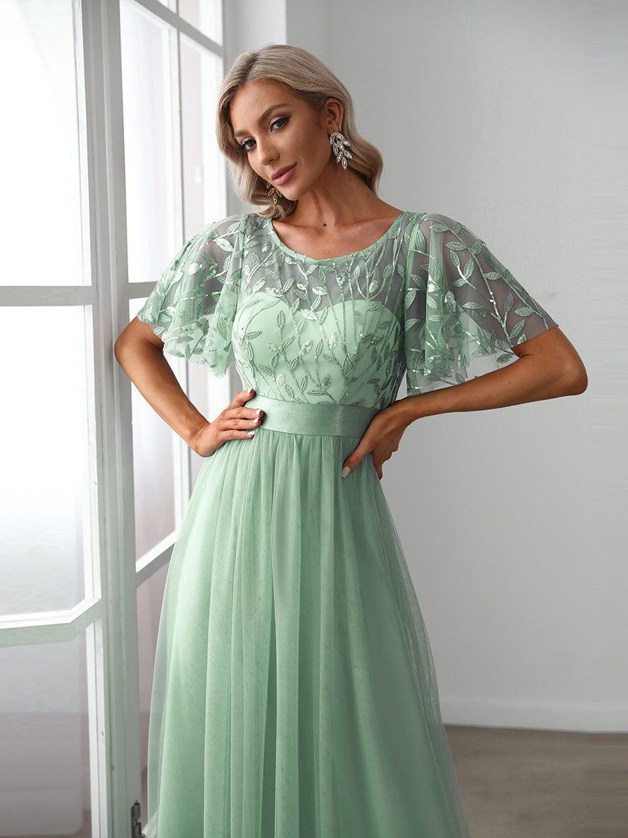 Cleo | A-Line Ruffle Sleeve Prom Dress