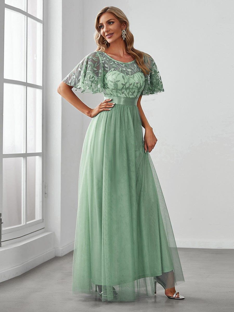 Cleo | A-Line Ruffle Sleeve Prom Dress