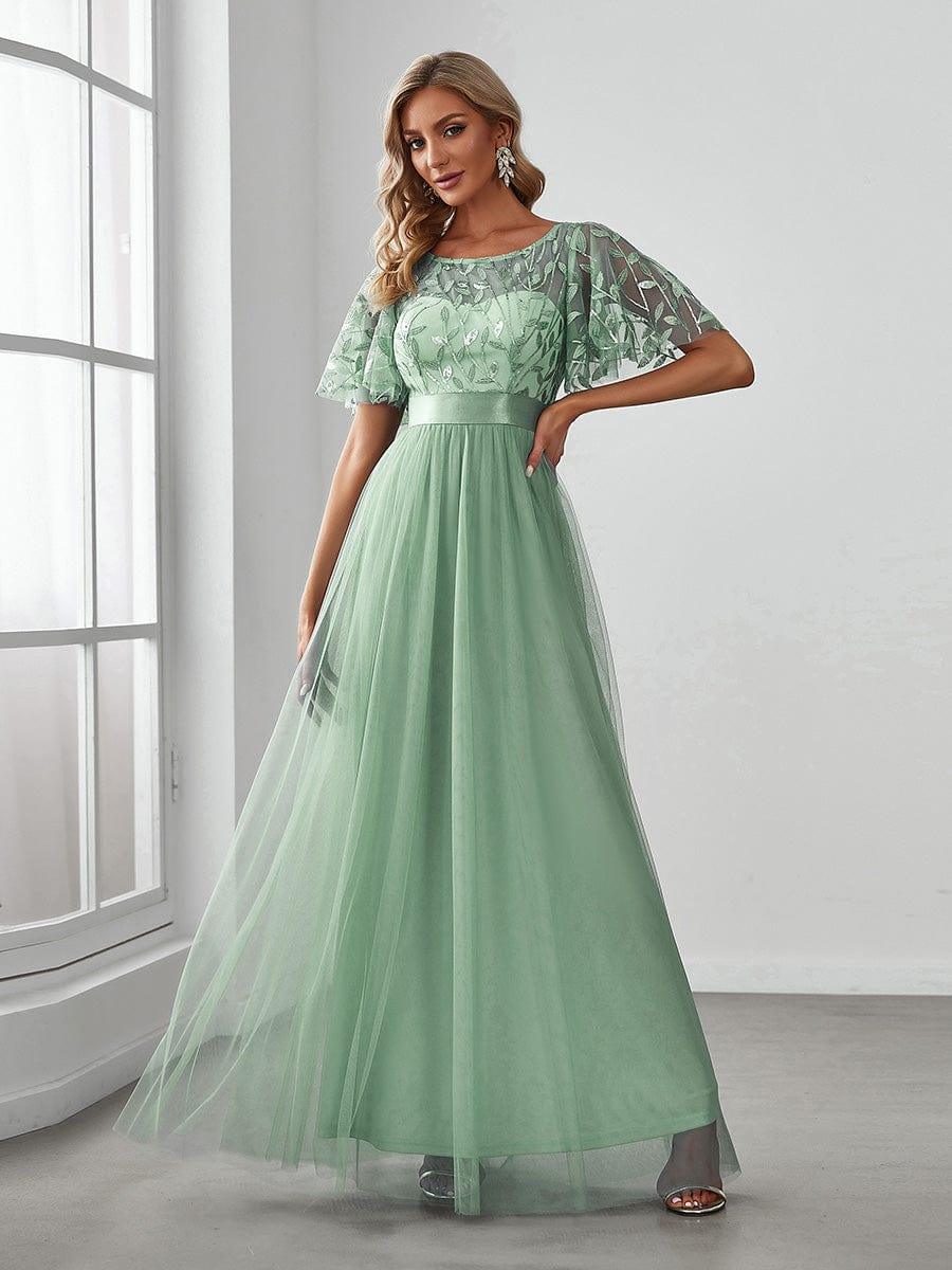 Cleo | A-Line Ruffle Sleeve Prom Dress