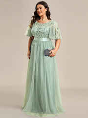 Cleo | A-Line Ruffle Sleeve Prom Dress