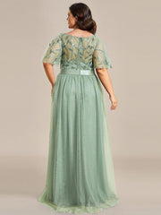 Cleo | A-Line Ruffle Sleeve Prom Dress