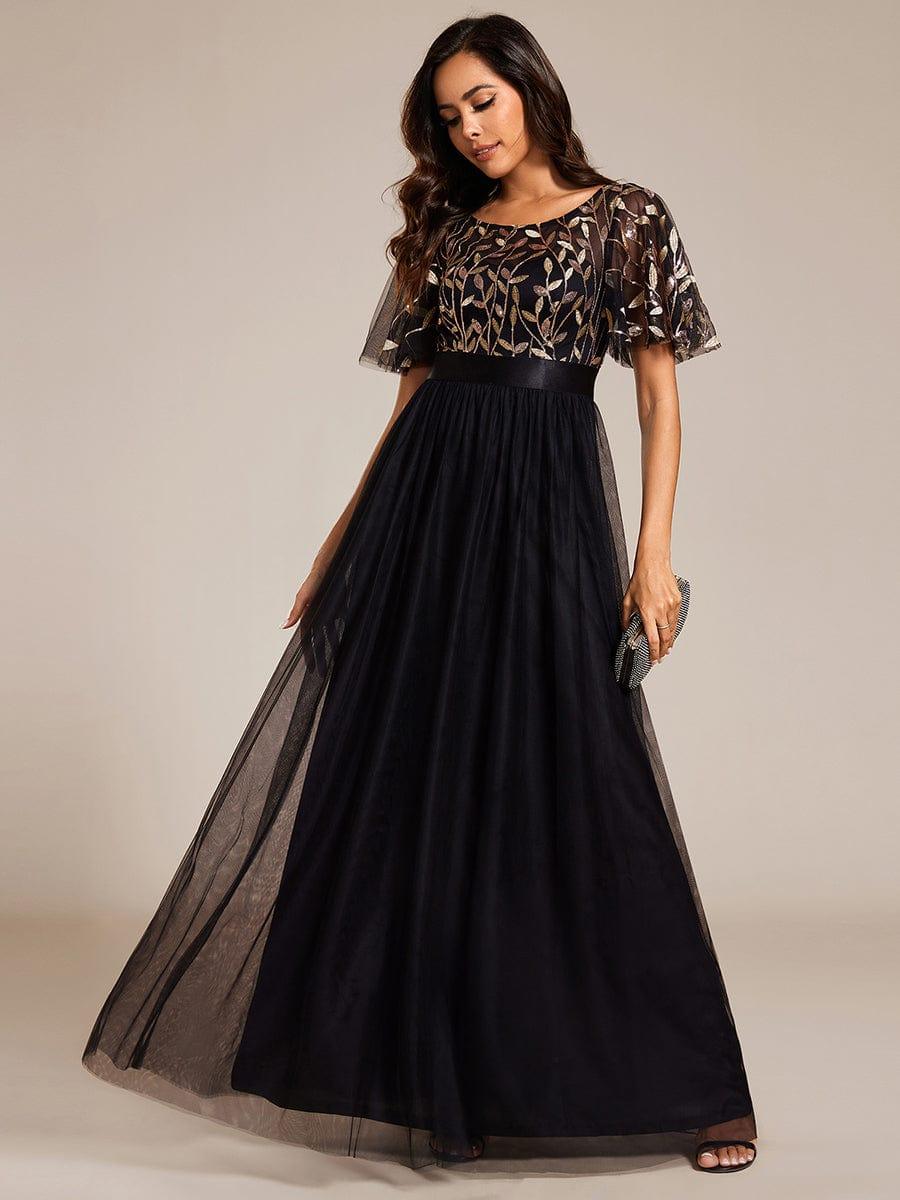 Cleo | A-Line Ruffle Sleeve Prom Dress