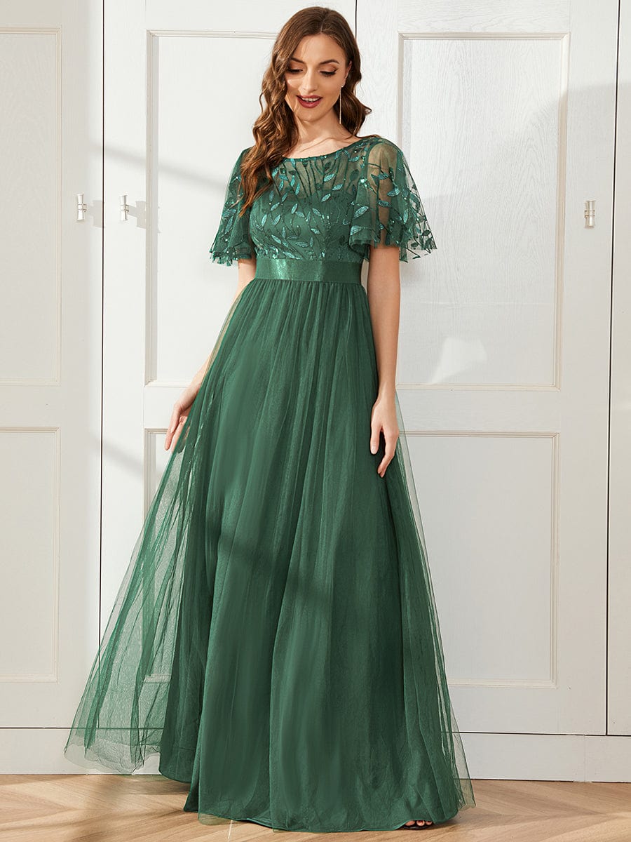 Cleo | A-Line Ruffle Sleeve Prom Dress