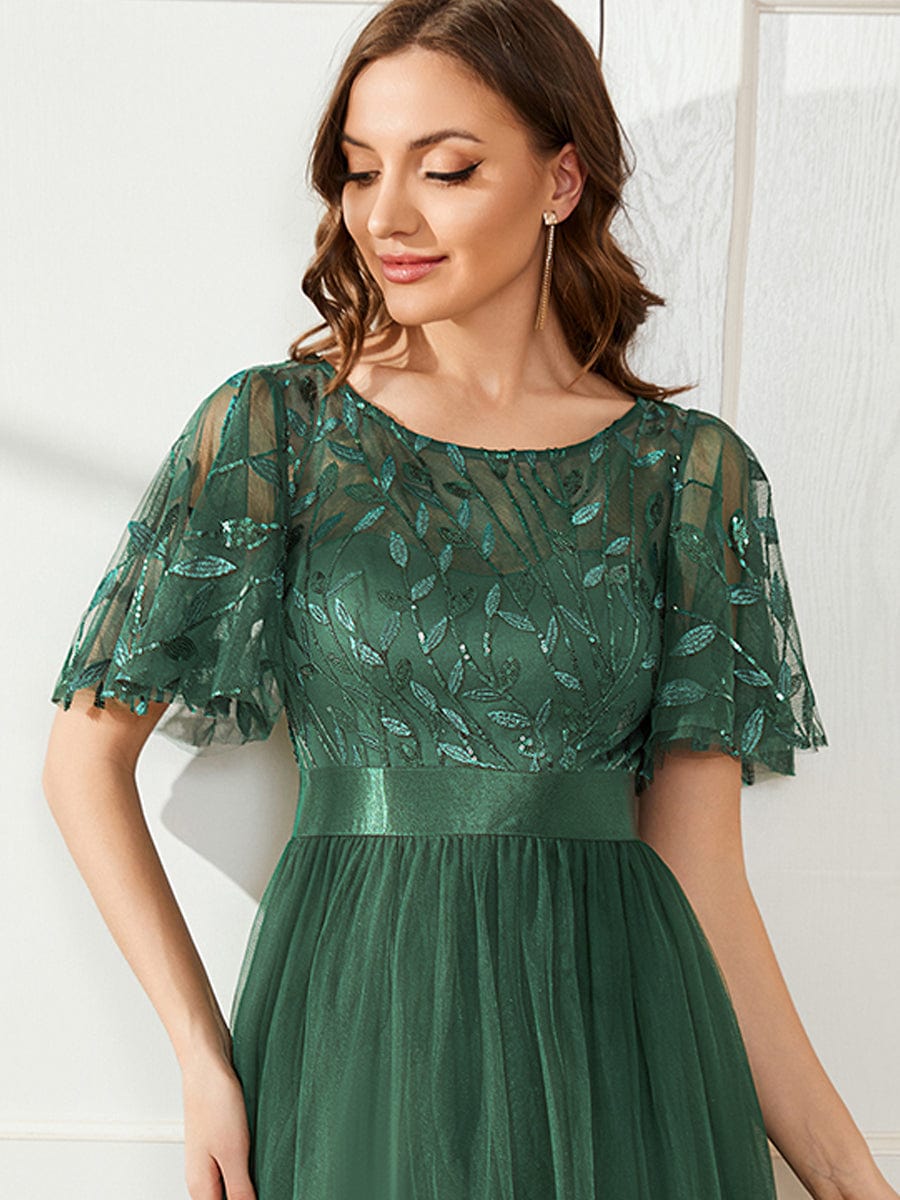 Cleo | A-Line Ruffle Sleeve Prom Dress