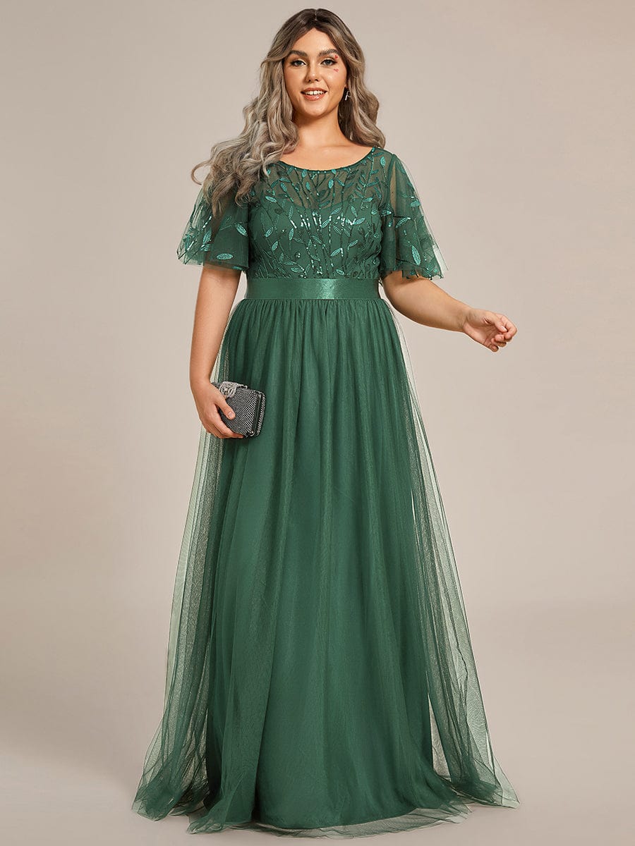 Cleo | A-Line Ruffle Sleeve Prom Dress