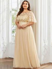 Cleo | A-Line Ruffle Sleeve Prom Dress