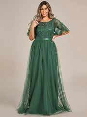 Cleo | A-Line Ruffle Sleeve Prom Dress