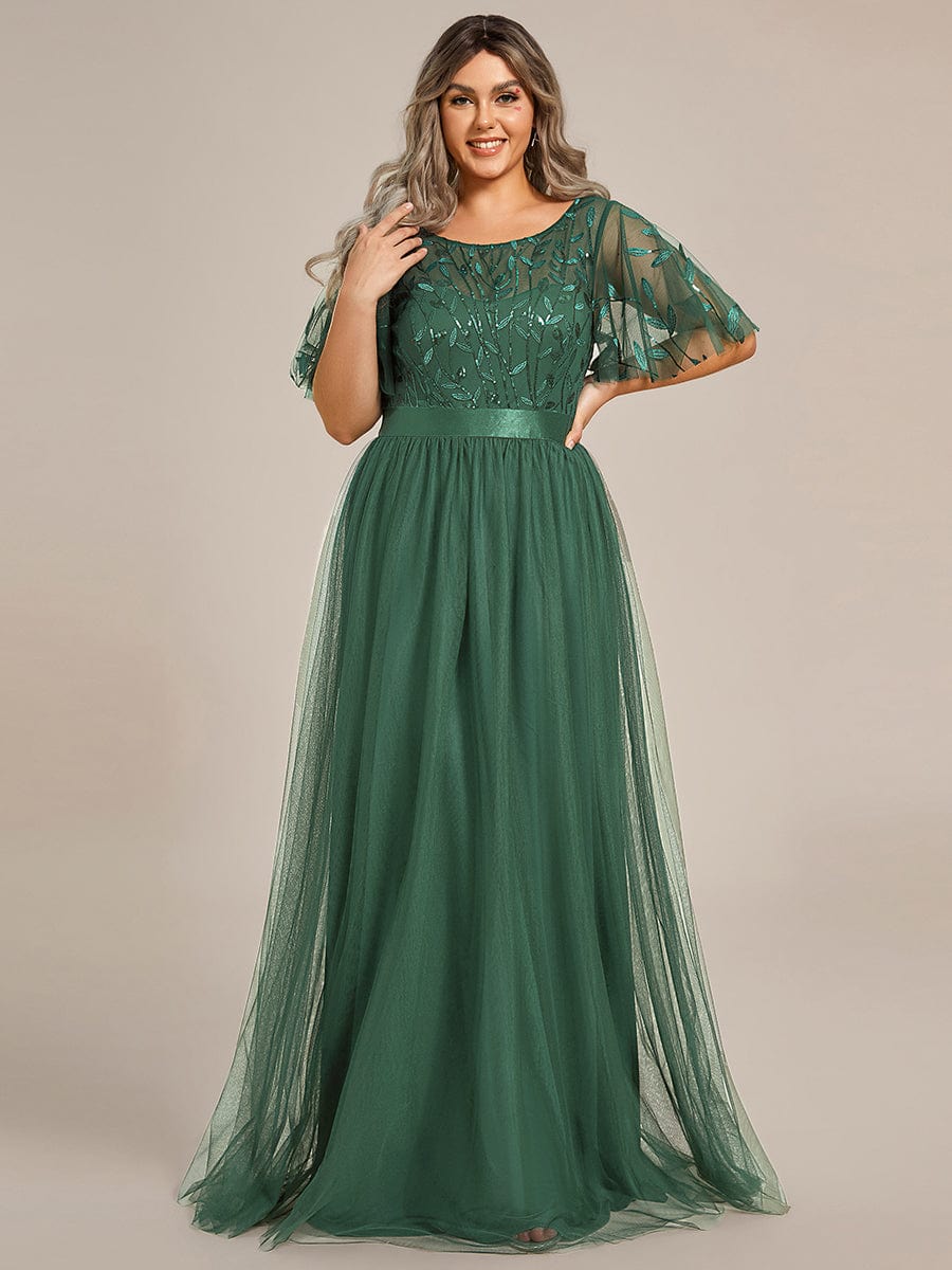 Cleo | A-Line Ruffle Sleeve Prom Dress