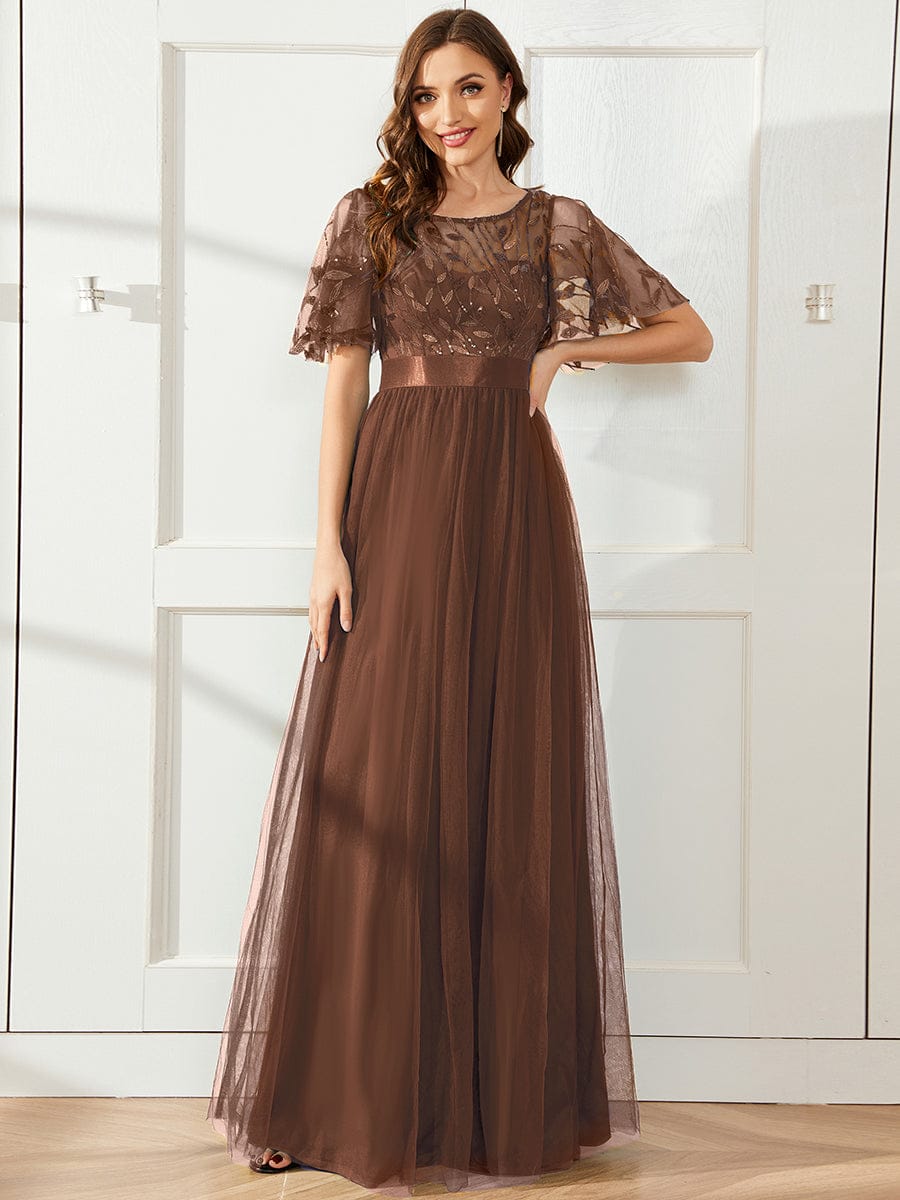 Cleo | A-Line Ruffle Sleeve Prom Dress