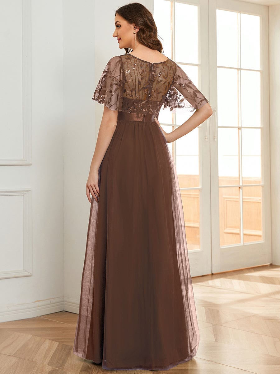 Cleo | A-Line Ruffle Sleeve Prom Dress