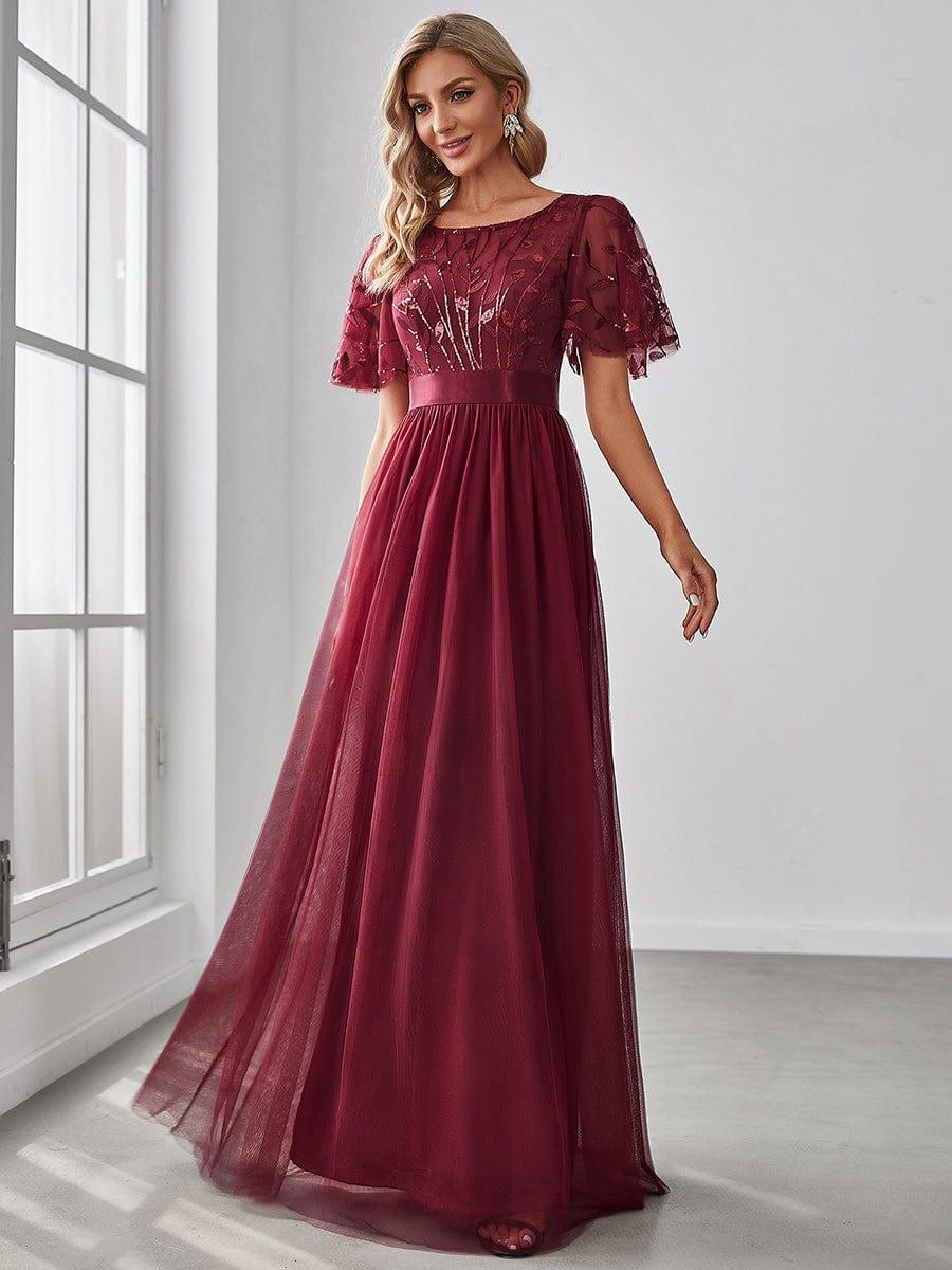 Cleo | A-Line Ruffle Sleeve Prom Dress
