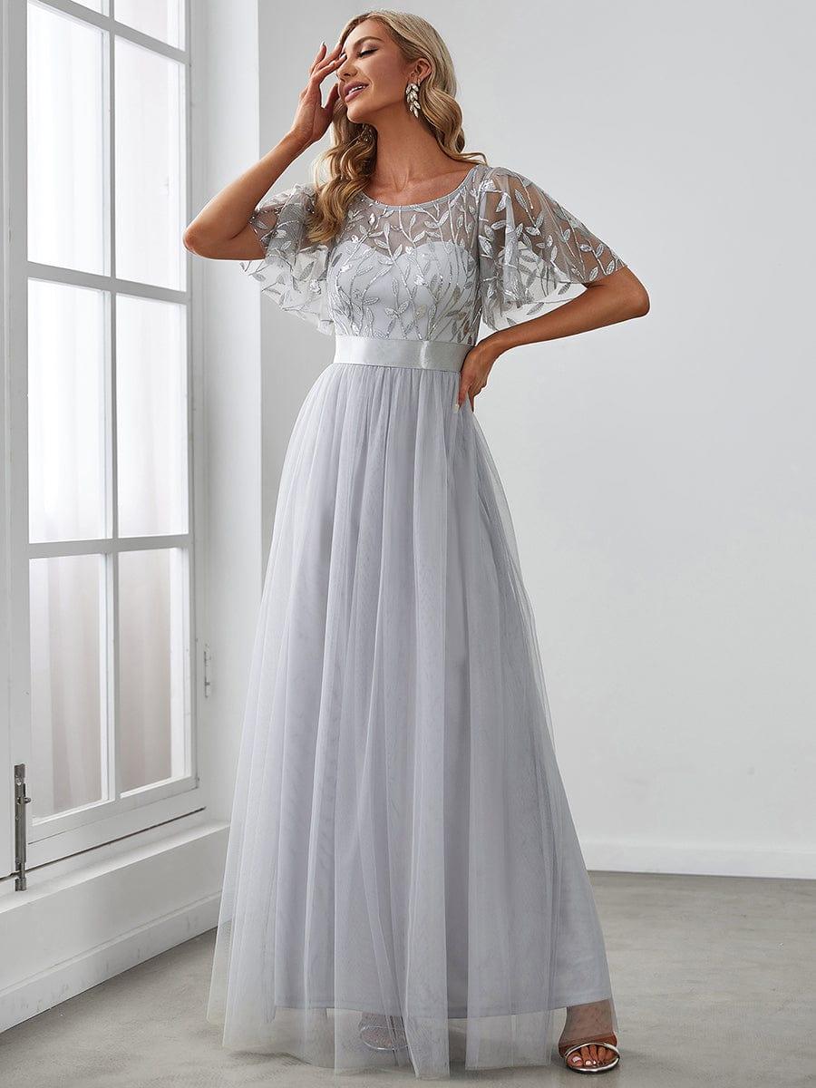 Cleo | A-Line Ruffle Sleeve Prom Dress