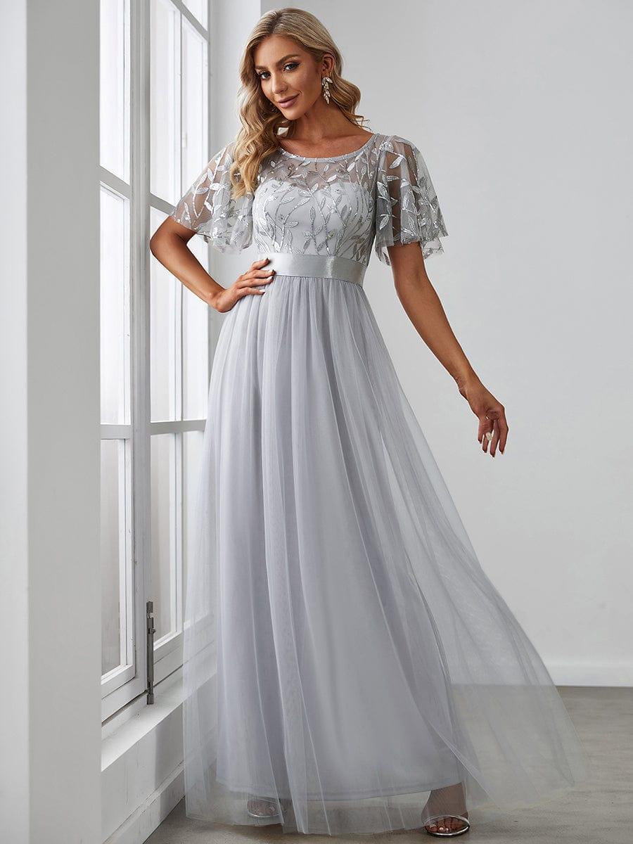 Cleo | A-Line Ruffle Sleeve Prom Dress