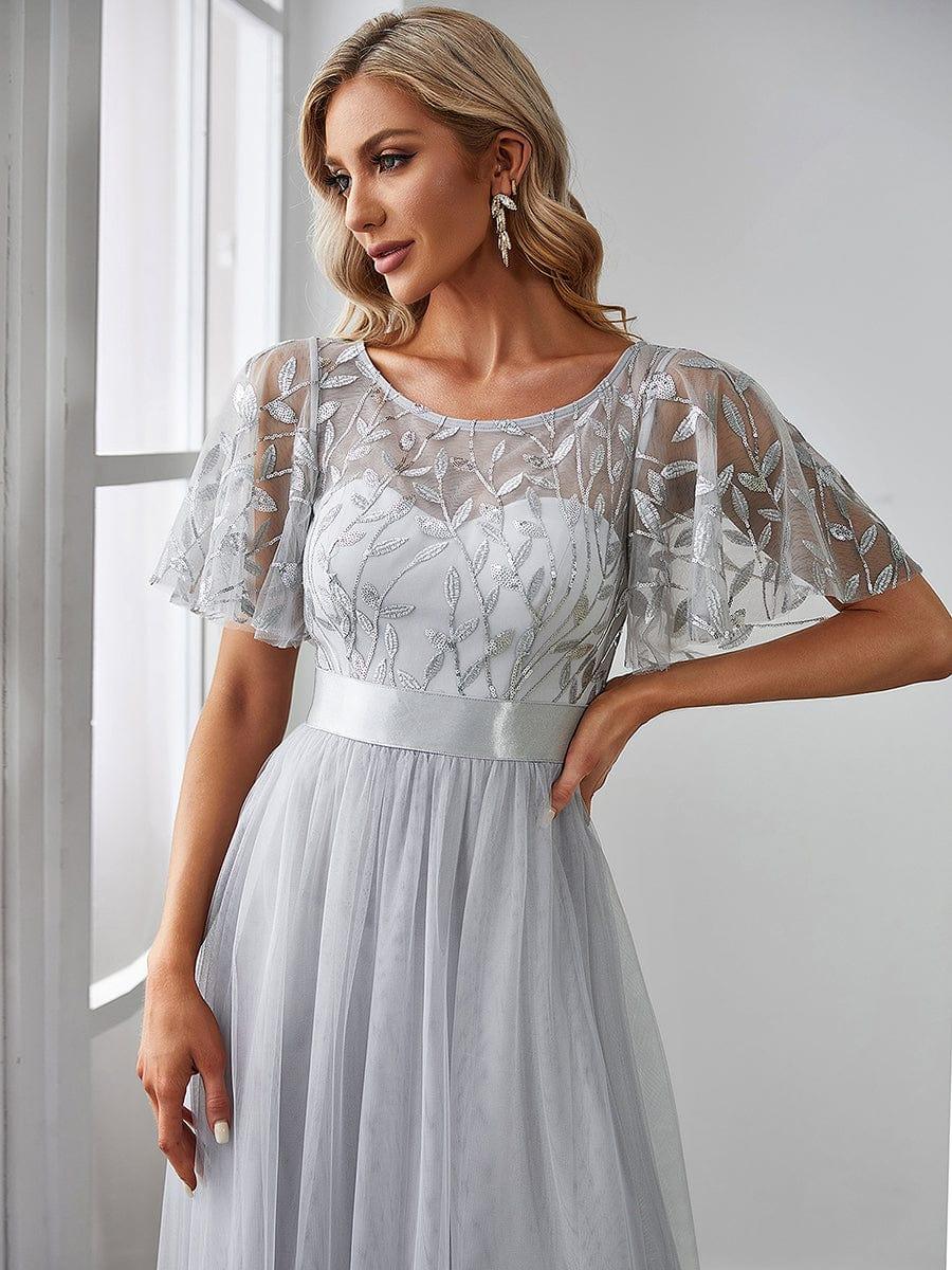 Cleo | A-Line Ruffle Sleeve Prom Dress