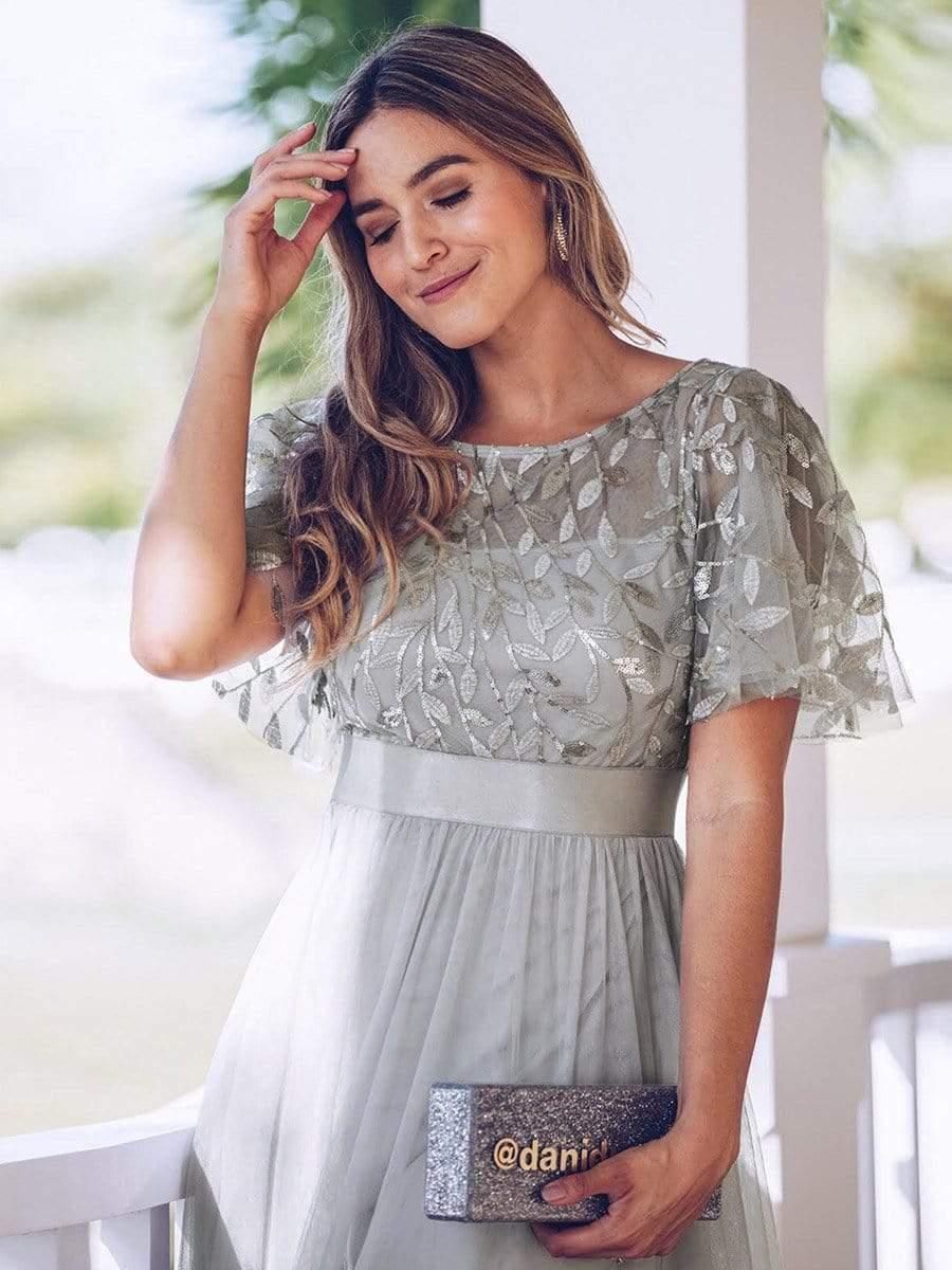 Cleo | A-Line Ruffle Sleeve Prom Dress