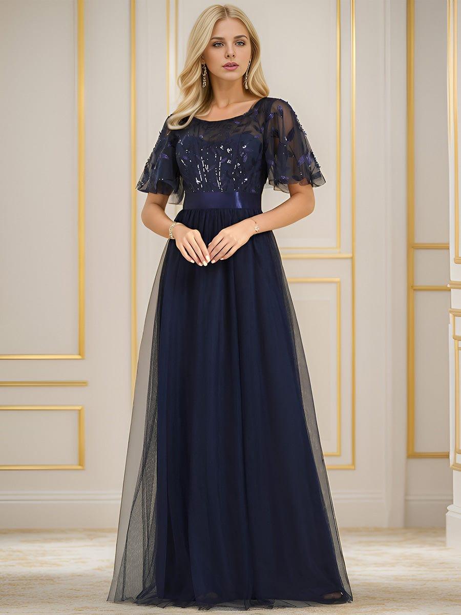 Cleo | A-Line Ruffle Sleeve Prom Dress